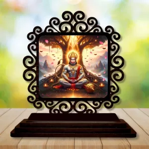 Car Desk/Table Top Lord Hanuman Wooden Photo Stand 3x4 Inches, Compact & Stylish Spiritual Display For Car, Home & Office (Pack Of 1) (F20000) Car Desk/Table Top Lord Hanuman Wooden Photo Stand 3x4 Inches, Compact & Stylish Spiritual Display For Car, Home & Office (Pack Of 1) (F20000)