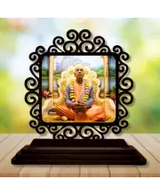Car Desk/Table Top Bhaktivedanta Swami Prabhupada Wooden Photo Stand  3x4 Inches, Compact & Stylish Spiritual Display For Car, Home & Office (Pack Of 1) (F20004)
