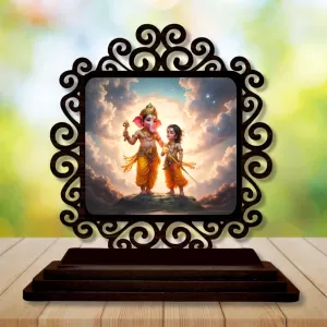 Car Desk/Table Top Lord Ganesha And Karthikeya Wooden Photo Stand 3x4 Inches, Compact & Stylish Spiritual Display For Car, Home & Office (Pack Of 1) (F20010) Car Desk/Table Top Lord Ganesha And Karthikeya Wooden Photo Stand 3x4 Inches, Compact & Stylish Spiritual Display For Car, Home & Office (Pack Of 1) (F20010)