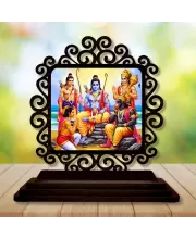 Car Desk/Table Top Lord Rama And Lakshmana And Hanuman Wooden Photo Stand  3x4 Inches, Compact & Stylish Spiritual Display For Car, Home & Office (Pack Of 1) (F20015)