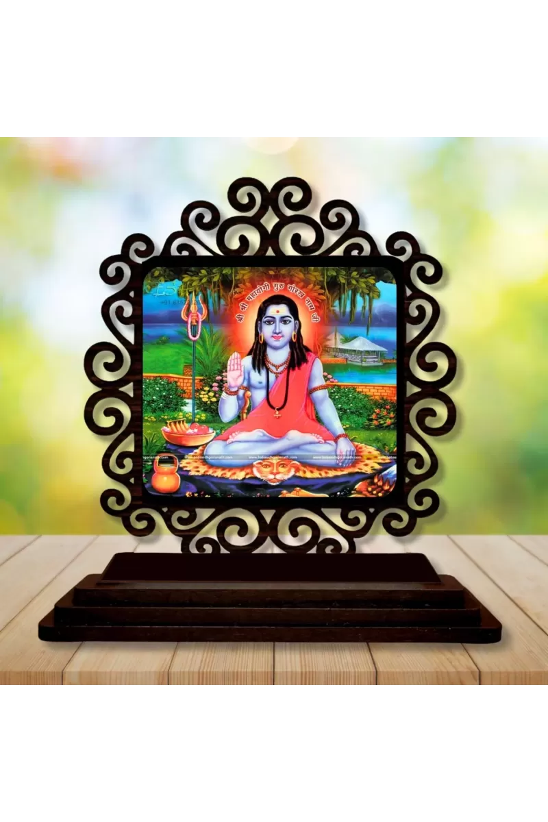 Car Desk/Table Top  Guru Gorakhnath  Wooden Photo Stand  3x4 Inches, Compact & Stylish Spiritual Display For Car, Home & Office (Pack Of 1) (F20018)