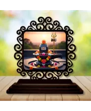 Car Desk/Table Top Shiva Lingam Wooden Photo Stand  3x4 Inches, Compact & Stylish Spiritual Display For Car, Home & Office (Pack Of 1) (F20027)