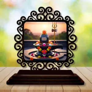 Car Desk/Table Top Shiva Lingam Wooden Photo Stand 3x4 Inches, Compact & Stylish Spiritual Display For Car, Home & Office (Pack Of 1) (F20027) Car Desk/Table Top Shiva Lingam Wooden Photo Stand 3x4 Inches, Compact & Stylish Spiritual Display For Car, Home & Office (Pack Of 1) (F20027)