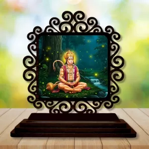 Car Desk/Table Top Lord Hanuman Wooden Photo Stand 3x4 Inches, Compact & Stylish Spiritual Display For Car, Home & Office (Pack Of 1) (F20032) Car Desk/Table Top Lord Hanuman Wooden Photo Stand 3x4 Inches, Compact & Stylish Spiritual Display For Car, Home & Office (Pack Of 1) (F20032)