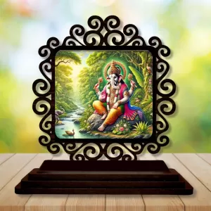 Car Desk/Table Top Lord Ganesha Wooden Photo Stand 3x4 Inches, Compact & Stylish Spiritual Display For Car, Home & Office (Pack Of 1) (F20033) Car Desk/Table Top Lord Ganesha Wooden Photo Stand 3x4 Inches, Compact & Stylish Spiritual Display For Car, Home & Office (Pack Of 1) (F20033)