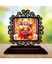 Car Desk/Table Top Lord Hanuman Wooden Photo Stand  3x4 Inches, Compact & Stylish Spiritual Display For Car, Home & Office (Pack Of 1) (F20035)