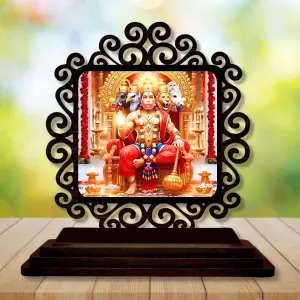 Car Desk/Table Top Lord Hanuman Wooden Photo Stand 3x4 Inches, Compact & Stylish Spiritual Display For Car, Home & Office (Pack Of 1) (F20035) Car Desk/Table Top Lord Hanuman Wooden Photo Stand 3x4 Inches, Compact & Stylish Spiritual Display For Car, Home & Office (Pack Of 1) (F20035)