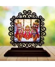 Car Desk/Table Top Lord Jagannath Wooden Photo Stand  3x4 Inches, Compact & Stylish Spiritual Display For Car, Home & Office (Pack Of 1) (F20037)