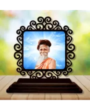 Car Desk/Table Top Sri Sri Sitaramdas Omkarnath Wooden Photo Stand  3x4 Inches, Compact & Stylish Spiritual Display For Car, Home & Office (Pack Of 1) (F20039)