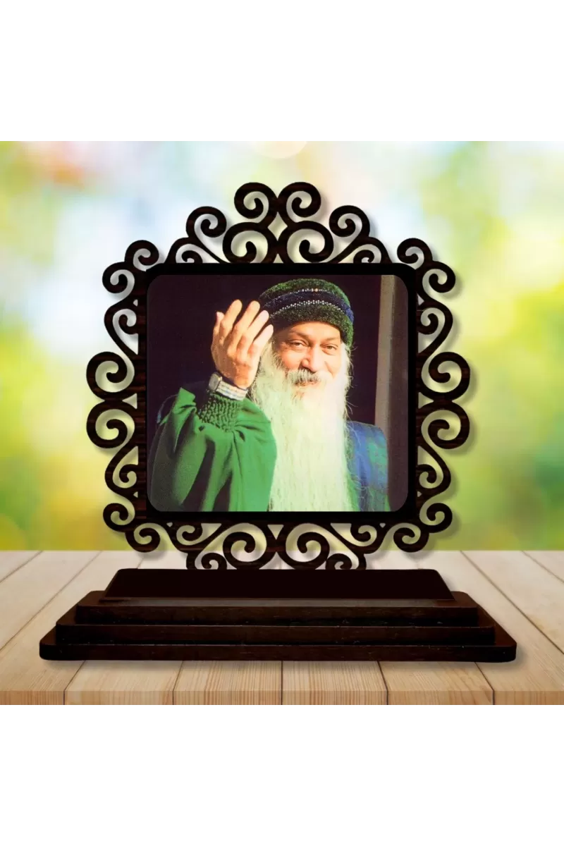 Car Desk/Table Top Osho Wooden Photo Stand  3x4 Inches, Compact & Stylish Spiritual Display For Car, Home & Office (Pack Of 1) (F20040)