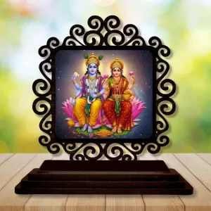 Car Desk/Table Top Lord Vishnu And Lakshmi Wooden Photo Stand 3x4 Inches, Compact & Stylish Spiritual Display For Car, Home & Office (Pack Of 1) (F20044) Car Desk/Table Top Lord Vishnu And Lakshmi Wooden Photo Stand 3x4 Inches, Compact & Stylish Spiritual Display For Car, Home & Office (Pack Of 1) (F20044)