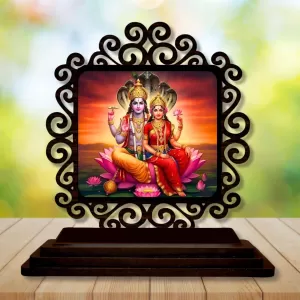 Car Desk/Table Top Lord Vishnu And Lakshmi Wooden Photo Stand 3x4 Inches, Compact & Stylish Spiritual Display For Car, Home & Office (Pack Of 1) (F20045) Car Desk/Table Top Lord Vishnu And Lakshmi Wooden Photo Stand 3x4 Inches, Compact & Stylish Spiritual Display For Car, Home & Office (Pack Of 1) (F20045)