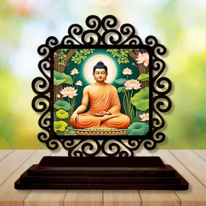 Car Desk/Table Top Serene Buddha Wooden Photo Stand 3x4 Inches, Compact & Stylish Spiritual Display For Car, Home & Office (Pack Of 1) (F20046) Car Desk/Table Top Serene Buddha Wooden Photo Stand 3x4 Inches, Compact & Stylish Spiritual Display For Car, Home & Office (Pack Of 1) (F20046)