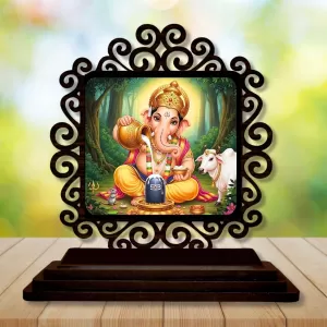 Car Desk/Table Top Lord Ganesha Wooden Photo Stand 3x4 Inches, Compact & Stylish Spiritual Display For Car, Home & Office (Pack Of 1) (F20049) Car Desk/Table Top Lord Ganesha Wooden Photo Stand 3x4 Inches, Compact & Stylish Spiritual Display For Car, Home & Office (Pack Of 1) (F20049)