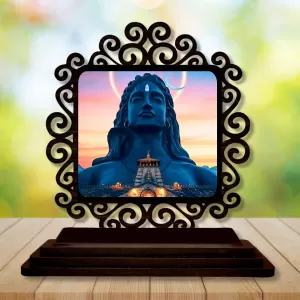 Car Desk/Table Top Lord Shiva And Sadhguru Wooden Photo Stand 3x4 Inches, Compact & Stylish Spiritual Display For Car, Home & Office (Pack Of 1) (F20054) Car Desk/Table Top Lord Shiva And Sadhguru Wooden Photo Stand 3x4 Inches, Compact & Stylish Spiritual Display For Car, Home & Office (Pack Of 1) (F20054)