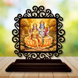 Car Desk/Table Top Lord Vishnu And Lakshmi Wooden Photo Stand 3x4 Inches, Compact & Stylish Spiritual Display For Car, Home & Office (Pack Of 1) (F20060) Car Desk/Table Top Lord Vishnu And Lakshmi Wooden Photo Stand 3x4 Inches, Compact & Stylish Spiritual Display For Car, Home & Office (Pack Of 1) (F20060)