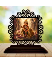 Car Desk/Table Top Lord Murugan Wooden Photo Stand  3x4 Inches, Compact & Stylish Spiritual Display For Car, Home & Office (Pack Of 1) (F20061)