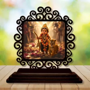 Car Desk/Table Top Lord Murugan Wooden Photo Stand 3x4 Inches, Compact & Stylish Spiritual Display For Car, Home & Office (Pack Of 1) (F20061) Car Desk/Table Top Lord Murugan Wooden Photo Stand 3x4 Inches, Compact & Stylish Spiritual Display For Car, Home & Office (Pack Of 1) (F20061)