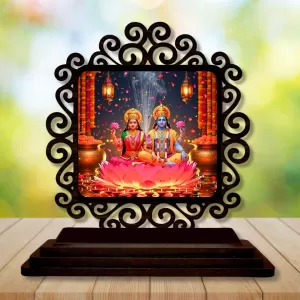 Car Desk/Table Top Lord Vishnu And Lakshmi Wooden Photo Stand 3x4 Inches, Compact & Stylish Spiritual Display For Car, Home & Office (Pack Of 1) (F20062) Car Desk/Table Top Lord Vishnu And Lakshmi Wooden Photo Stand 3x4 Inches, Compact & Stylish Spiritual Display For Car, Home & Office (Pack Of 1) (F20062)