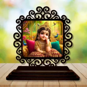 Car Desk/Table Top Beautiful Radha Wooden Photo Stand 3x4 Inches, Compact & Stylish Spiritual Display For Car, Home & Office (Pack Of 1) (F20063) Car Desk/Table Top Beautiful Radha Wooden Photo Stand 3x4 Inches, Compact & Stylish Spiritual Display For Car, Home & Office (Pack Of 1) (F20063)