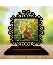 Car Desk/Table Top Lord Karthikeya Wooden Photo Stand  3x4 Inches, Compact & Stylish Spiritual Display For Car, Home & Office (Pack Of 1) (F20066)