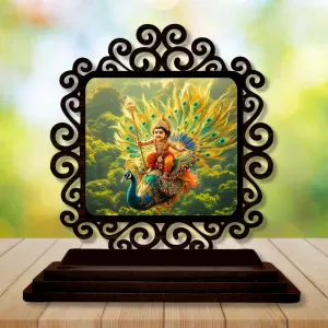Car Desk/Table Top Lord Karthikeya Wooden Photo Stand 3x4 Inches, Compact & Stylish Spiritual Display For Car, Home & Office (Pack Of 1) (F20066) Car Desk/Table Top Lord Karthikeya Wooden Photo Stand 3x4 Inches, Compact & Stylish Spiritual Display For Car, Home & Office (Pack Of 1) (F20066)