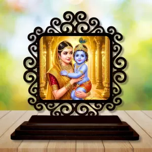 Car Desk/Table Top Yashodha And Krishna Wooden Photo Stand 3x4 Inches, Compact & Stylish Spiritual Display For Car, Home & Office (Pack Of 1) (F20068) Car Desk/Table Top Yashodha And Krishna Wooden Photo Stand 3x4 Inches, Compact & Stylish Spiritual Display For Car, Home & Office (Pack Of 1) (F20068)