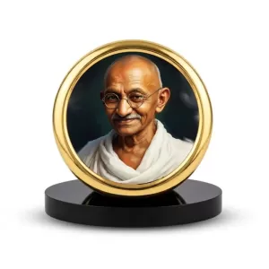 Car Desk/Table Top Mahathma Gandhiji Metal Golden Photo Stand 2x2 Inches, Compact & Stylish Spiritual Display For Car, Home & Office (Pack Of 1) (F20708) Car Desk/Table Top Mahathma Gandhiji Metal Golden Photo Stand 2x2 Inches, Compact & Stylish Spiritual Display For Car, Home & Office (Pack Of 1) (F20708)