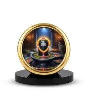 Car Desk/Table Top Shiva Lingam Metal Golden Photo Stand  2x2 Inches, Compact & Stylish Spiritual Display For Car, Home & Office (Pack Of 1) (F20717)