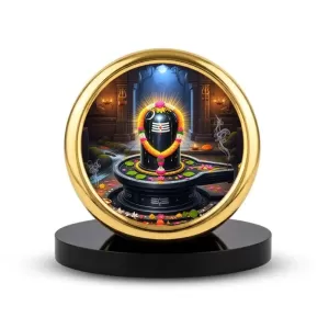 Car Desk/Table Top Shiva Lingam Metal Golden Photo Stand 2x2 Inches, Compact & Stylish Spiritual Display For Car, Home & Office (Pack Of 1) (F20717) Car Desk/Table Top Shiva Lingam Metal Golden Photo Stand 2x2 Inches, Compact & Stylish Spiritual Display For Car, Home & Office (Pack Of 1) (F20717)