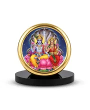 Car Desk/Table Top Lord Vishnu Laksmi Metal Golden Photo Stand  2x2 Inches, Compact & Stylish Spiritual Display For Car, Home & Office (Pack Of 1) (F20718)