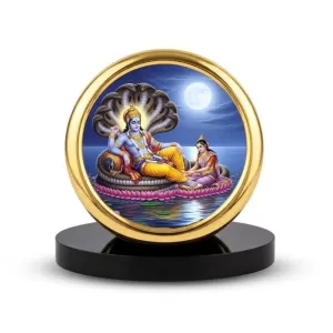 Car Desk/Table Top Lord Vishnu Laksmi Metal Golden Photo Stand 2x2 Inches, Compact & Stylish Spiritual Display For Car, Home & Office (Pack Of 1) (F20720) Car Desk/Table Top Lord Vishnu Laksmi Metal Golden Photo Stand 2x2 Inches, Compact & Stylish Spiritual Display For Car, Home & Office (Pack Of 1) (F20720)
