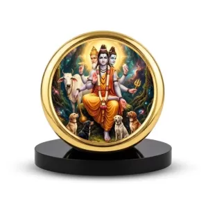 Car Desk/Table Top Lord Dattatreya Metal Golden Photo Stand 2x2 Inches, Compact & Stylish Spiritual Display For Car, Home & Office (Pack Of 1) (F20721) Car Desk/Table Top Lord Dattatreya Metal Golden Photo Stand 2x2 Inches, Compact & Stylish Spiritual Display For Car, Home & Office (Pack Of 1) (F20721)