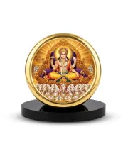 Car Desk/Table Top God Surya Dev Metal Golden Photo Stand  2x2 Inches, Compact & Stylish Spiritual Display For Car, Home & Office (Pack Of 1) (F20711)