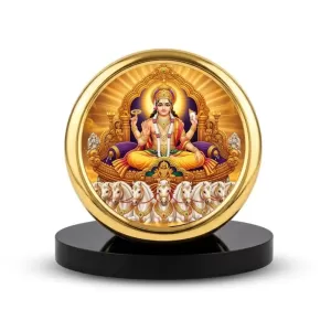 Car Desk/Table Top God Surya Dev Metal Golden Photo Stand 2x2 Inches, Compact & Stylish Spiritual Display For Car, Home & Office (Pack Of 1) (F20711) Car Desk/Table Top God Surya Dev Metal Golden Photo Stand 2x2 Inches, Compact & Stylish Spiritual Display For Car, Home & Office (Pack Of 1) (F20711)
