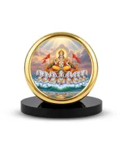 Car Desk/Table Top God Surya Dev Metal Golden Photo Stand  2x2 Inches, Compact & Stylish Spiritual Display For Car, Home & Office (Pack Of 1) (F20712)