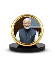 Car Desk/Table Top Narendra Modi Ji Metal Golden Photo Stand  2x2 Inches, Compact & Stylish Spiritual Display For Car, Home & Office (Pack Of 1) (F20714)