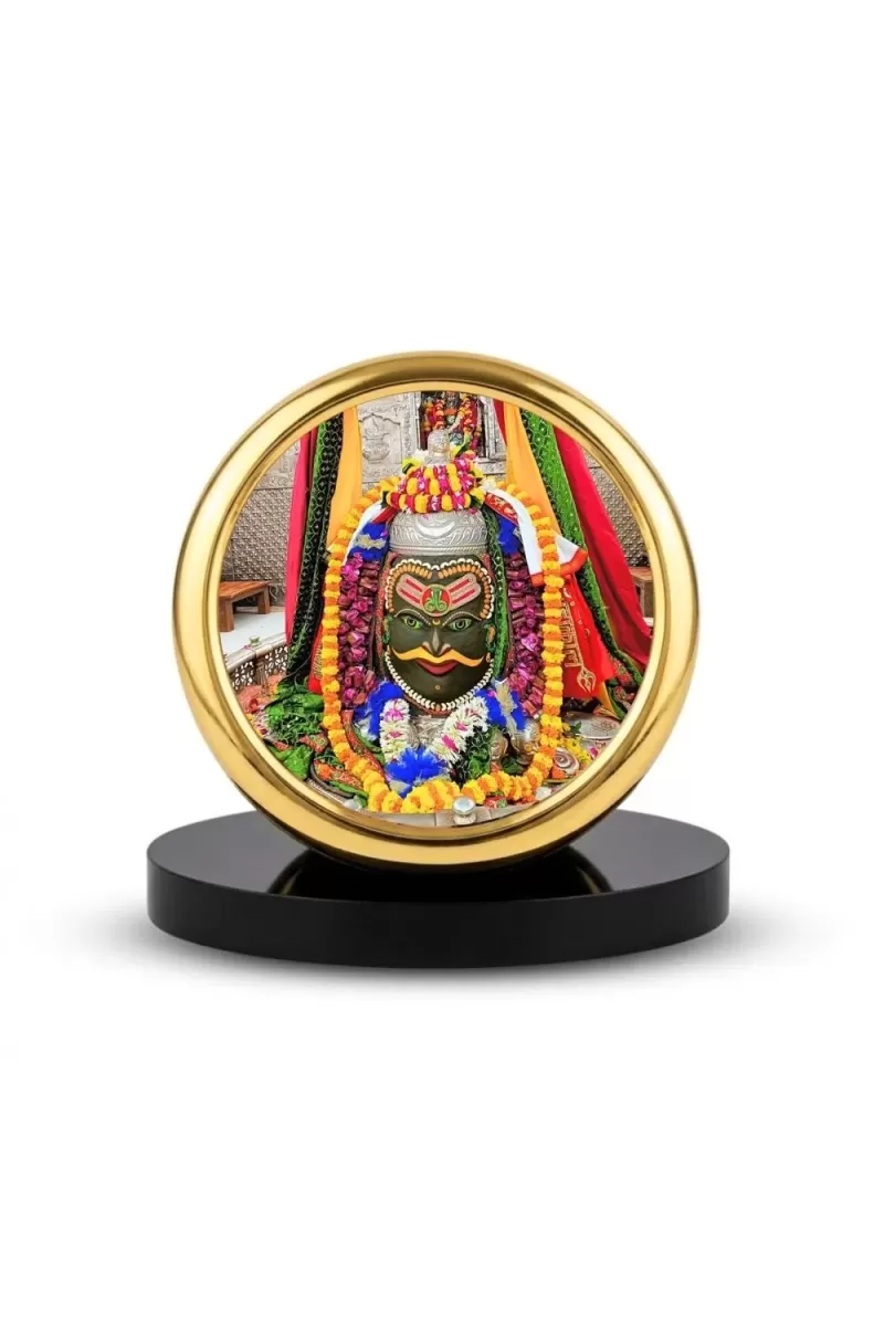 Car Desk/Table Top Mahakal Metal Golden Photo Stand  2x2 Inches, Compact & Stylish Spiritual Display For Car, Home & Office (Pack Of 1) (F20715)