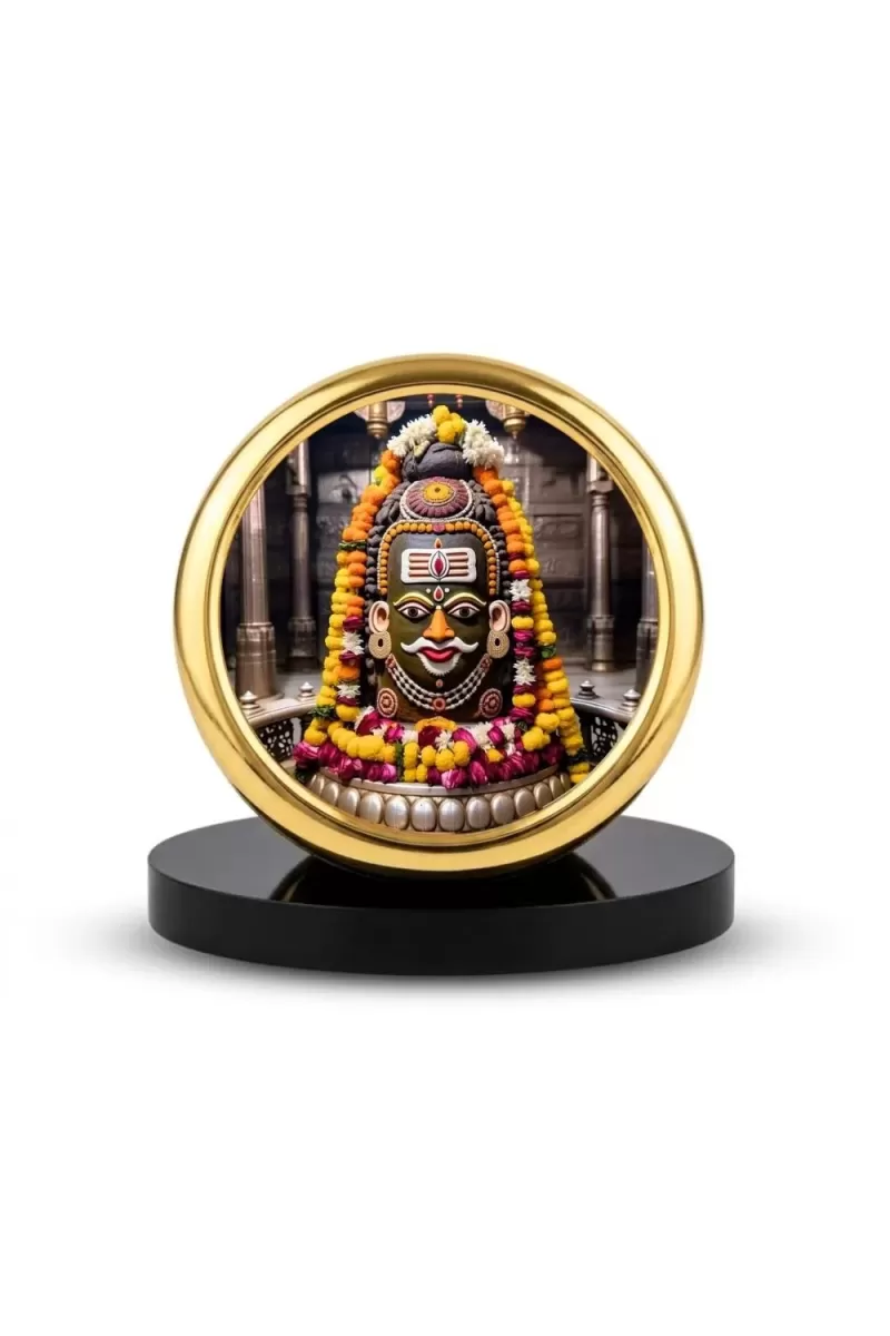 Car Desk/Table Top Mahakal Metal Golden Photo Stand  2x2 Inches, Compact & Stylish Spiritual Display For Car, Home & Office (Pack Of 1) (F20716)