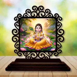 Car Desk/Table Top Goddess Radha Wooden Photo Stand 3x4 Inches, Compact & Stylish Spiritual Display For Car, Home & Office (Pack Of 1) (F21218) Car Desk/Table Top Goddess Radha Wooden Photo Stand 3x4 Inches, Compact & Stylish Spiritual Display For Car, Home & Office (Pack Of 1) (F21218)
