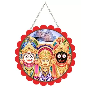 Lord Jagannath Wall Hanging Photo Frame | 8 Inch Round Floral Design With Golden Hanging Chain | Decorative Religious Wall Decor For Home, Office, Temple & Pooja Room (F21703) Lord Jagannath Wall Hanging Photo Frame | 8 Inch Round Floral Design With Golden Hanging Chain | Decorative Religious Wall Decor For Home, Office, Temple & Pooja Room (F21703)