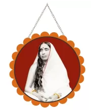 Sarada Devi Wall Hanging Photo Frame | 8 Inch Round Floral Design With Golden Hanging Chain | Decorative Religious Wall Decor For Home, Office, Temple & Pooja Room (F21727)