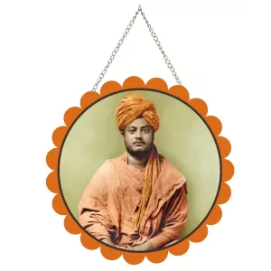 Swami Vivekananda Wall Hanging Photo Frame | 8 Inch Round Floral Design With Golden Hanging Chain | Decorative Religious Wall Decor For Home, Office, Temple & Pooja Room (F21728) Swami Vivekananda Wall Hanging Photo Frame | 8 Inch Round Floral Design With Golden Hanging Chain | Decorative Religious Wall Decor For Home, Office, Temple & Pooja Room (F21728)