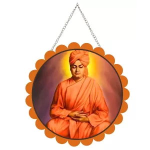 Swami Vivekananda Wall Hanging Photo Frame | 8 Inch Round Floral Design With Golden Hanging Chain | Decorative Religious Wall Decor For Home, Office, Temple & Pooja Room (F21738) Swami Vivekananda Wall Hanging Photo Frame | 8 Inch Round Floral Design With Golden Hanging Chain | Decorative Religious Wall Decor For Home, Office, Temple & Pooja Room (F21738)