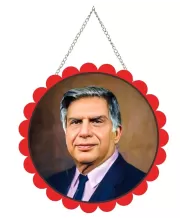 Rathan Tata Wall Hanging Photo Frame | 8 Inch Round Floral Design With Golden Hanging Chain | Decorative Religious Wall Decor For Home, Office, Temple & Pooja Room (F21744)