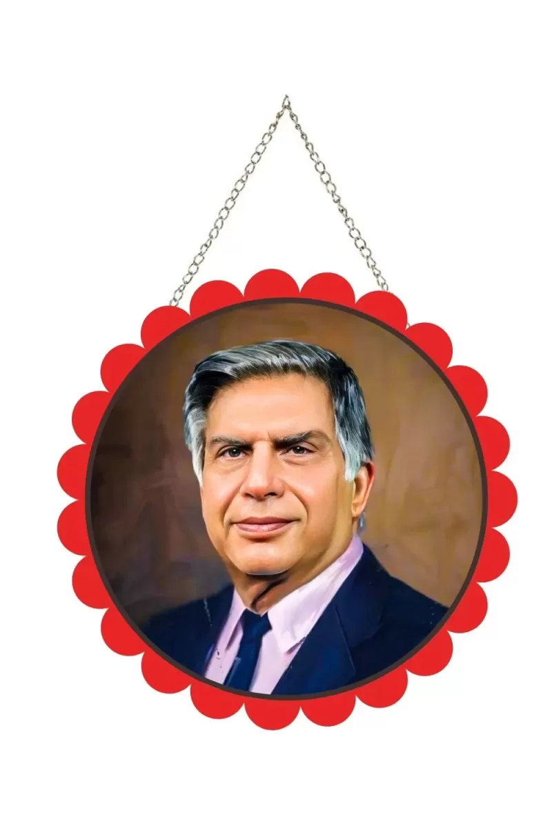 Rathan Tata Wall Hanging Photo Frame | 8 Inch Round Floral Design With Golden Hanging Chain | Decorative Religious Wall Decor For Home, Office, Temple & Pooja Room (F21744)
