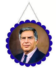 Rathan Tata Wall Hanging Photo Frame | 8 Inch Round Floral Design With Golden Hanging Chain | Decorative Religious Wall Decor For Home, Office, Temple & Pooja Room (F21745)