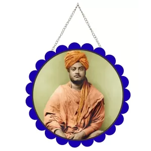 Swami Vivekananda Wall Hanging Photo Frame | 8 Inch Round Floral Design With Golden Hanging Chain | Decorative Religious Wall Decor For Home, Office, Temple & Pooja Room (F21748) Swami Vivekananda Wall Hanging Photo Frame | 8 Inch Round Floral Design With Golden Hanging Chain | Decorative Religious Wall Decor For Home, Office, Temple & Pooja Room (F21748)