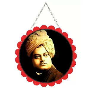 Swami Vivekananda Wall Hanging Photo Frame | 8 Inch Round Floral Design With Golden Hanging Chain | Decorative Religious Wall Decor For Home, Office, Temple & Pooja Room (F21770) Swami Vivekananda Wall Hanging Photo Frame | 8 Inch Round Floral Design With Golden Hanging Chain | Decorative Religious Wall Decor For Home, Office, Temple & Pooja Room (F21770)
