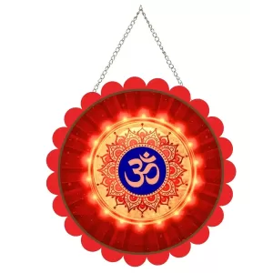 Om Symbol Wall Hanging Photo Frame | 8 Inch Round Floral Design With Golden Hanging Chain | Decorative Religious Wall Decor For Home, Office, Temple & Pooja Room (F21859) Om Symbol Wall Hanging Photo Frame | 8 Inch Round Floral Design With Golden Hanging Chain | Decorative Religious Wall Decor For Home, Office, Temple & Pooja Room (F21859)